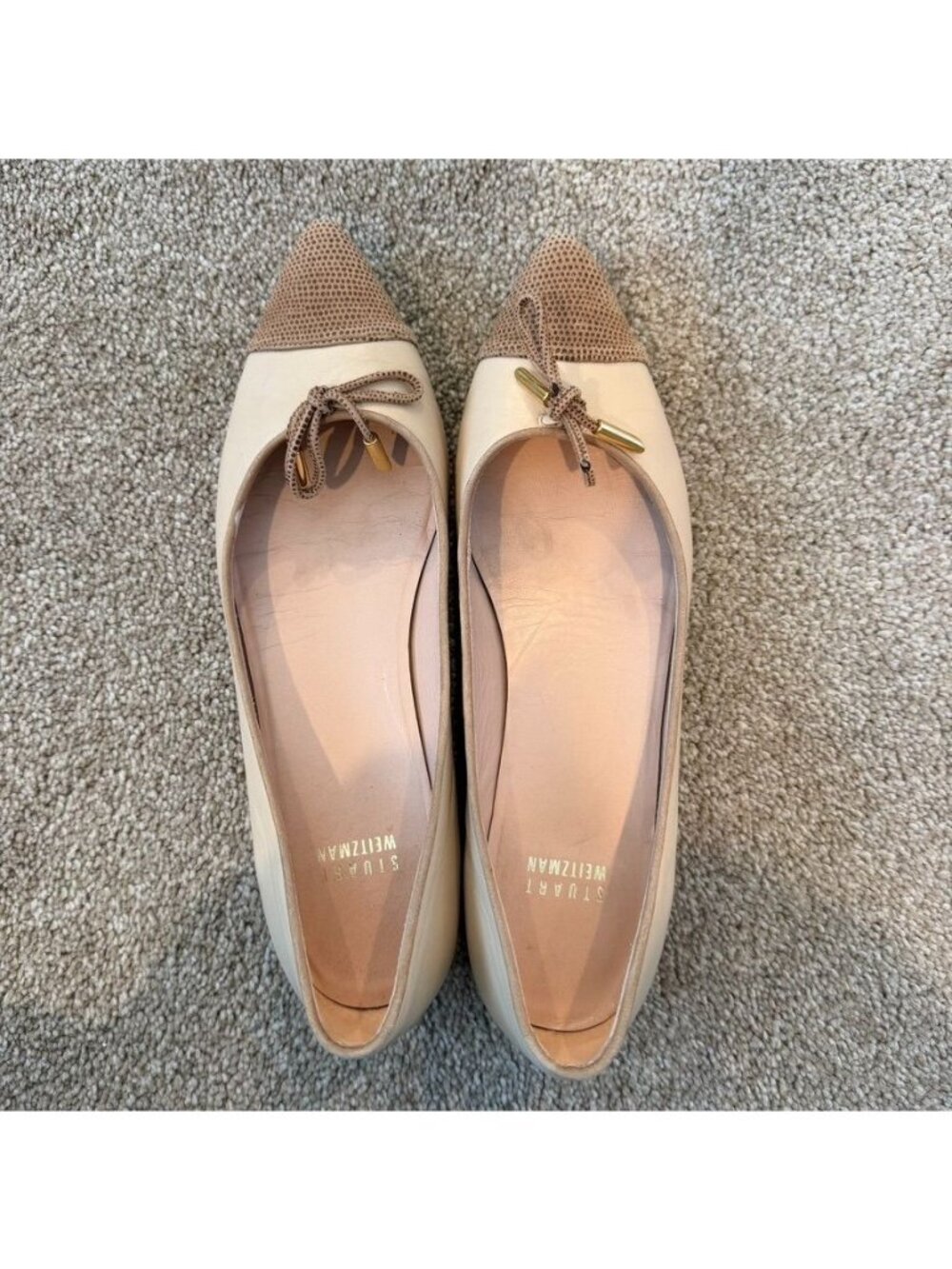 Stuart Weitzman Pointed Toe Nude Ballet Flats Size 6.5